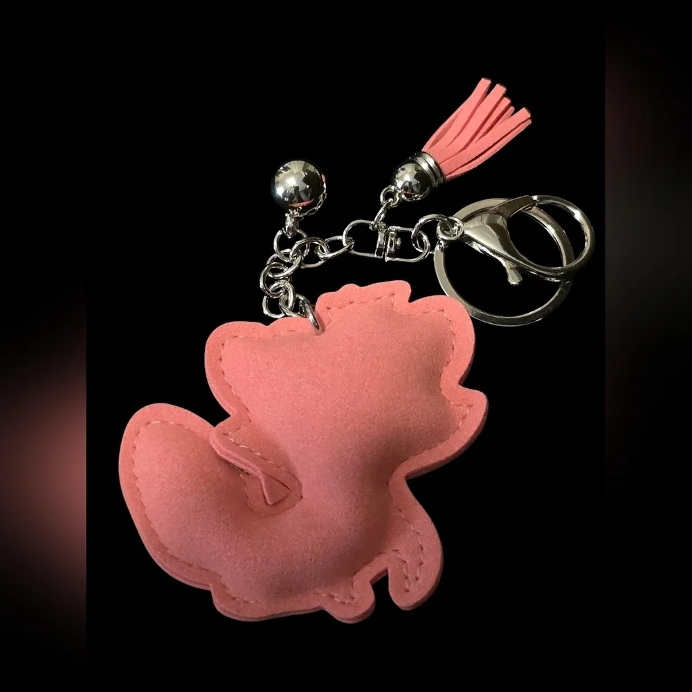 Pink Rhinestone Raccoon Bag Charm / Keychain